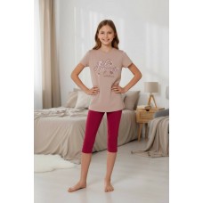Домашній костюм піжама для дівчинки Baykar арт 9223-920 Бежевий