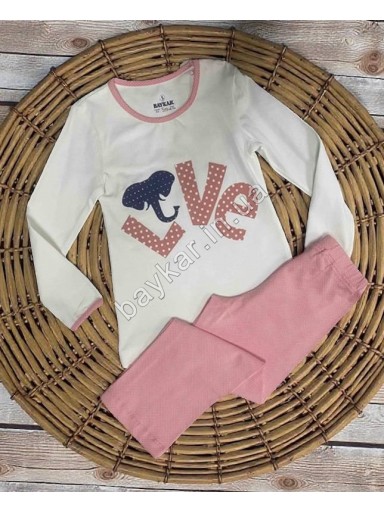 Пижама Love для девочки демисезонная Baykar Арт 9301-202 Тёмно-розовый