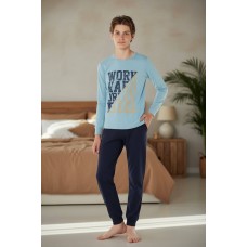 Піжама  підліткова для хлопчика бавовна Baykar Арт 9656-781 Блакитна