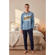 Піжама підліткова для хлопчика демісезонна бавовна Baykar арт 9657-781а Блакитна