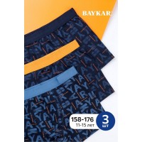 Боксеры 3 шт хлопковые для мальчика подростка Baykar арт 3984 Буквы