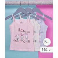 Майка хлопок для девочки Baykar арт 4650 Комплект 3 шт Hello dreams