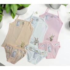 Дитячі комплекти 3шт трусики сліп майки для дівчинки бавовна Baykar арт # 4830-5830 Зайчик Дитячі комплекти 3шт трусики сліп майки для дівчинки бавовна Baykar арт # 4830-5830 Зайчик