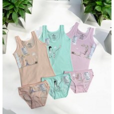 Бавовняні дитячі комплекти 3шт труси сліп майки для дівчаток Baykar арт # 4864-5862 Дівчинка