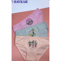 Детские трусы слип для девочки хлопок Baykar арт 5324 Комплект 3шт Кактусы