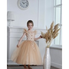 Ошатне плаття для дівчинки р 122-128см арт 01403 Бежевий