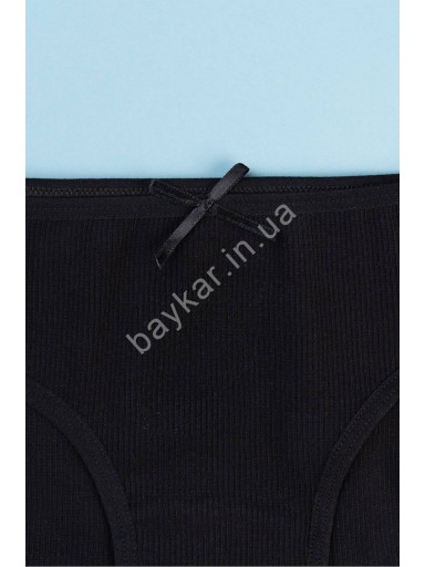 Трусы слип для девочек подростков однотонные хлопок Baykar арт 7892-02 Черный рубчик