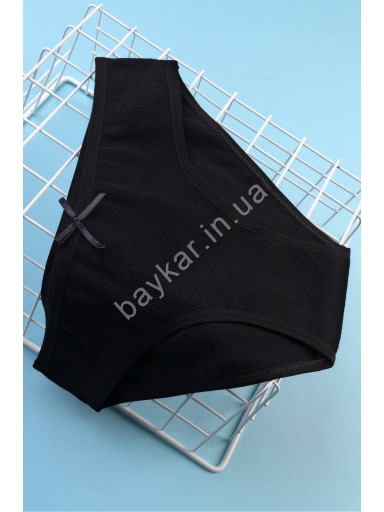 Трусы слип для девочек подростков однотонные хлопок Baykar арт 7892-02 Черный рубчик