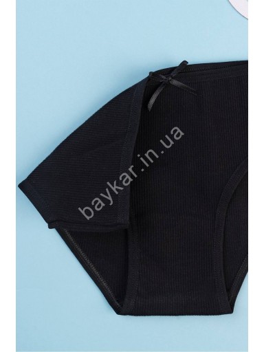 Трусы слип для девочек подростков однотонные хлопок Baykar арт 7892-02 Черный рубчик