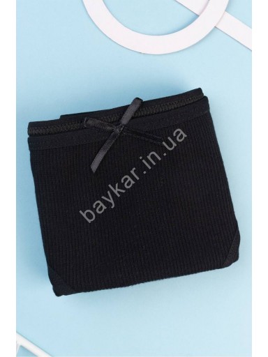 Трусы слип для девочек подростков однотонные хлопок Baykar арт 7892-02 Черный рубчик