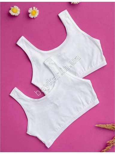 Топ 3 шт хлопковый со стразами для девочки Baykar арт 4290-01 Белый