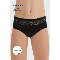 Трусы кружевные хлопок для девочки Baykar арт 5940-02 Черные